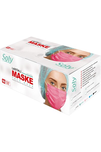 Soly Pembe Care Cerrahi Maske 100 Adet 50'li 2 Kutu Üç Katlı