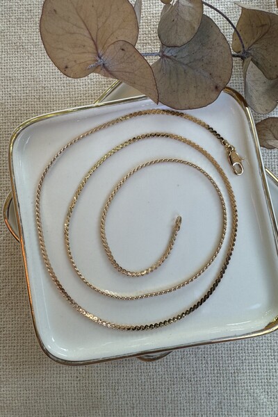 AURA ATELIER قلادة من الفولاذ بسلسلة رفيعة لامعة مقاس 60 سم