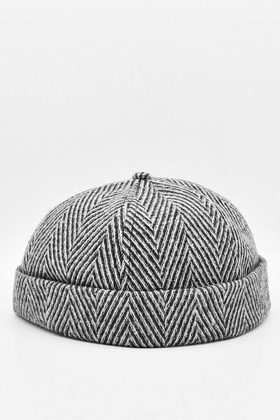 Külah Black and White Woolen Hipster Beanie Winter Docker Cap