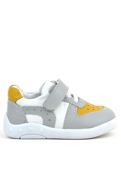 Rakerplus Genuine Leather Gray Yellow Anatomical Baby Sports Shoes