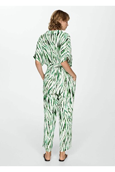 MANGO Woman Kuşaklı, desenli tulum