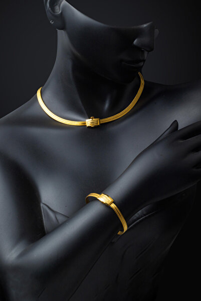 Bilezikci Klasik Tokalı 3 Sıra Trabzon Hasır Altın Set 14 Ayar