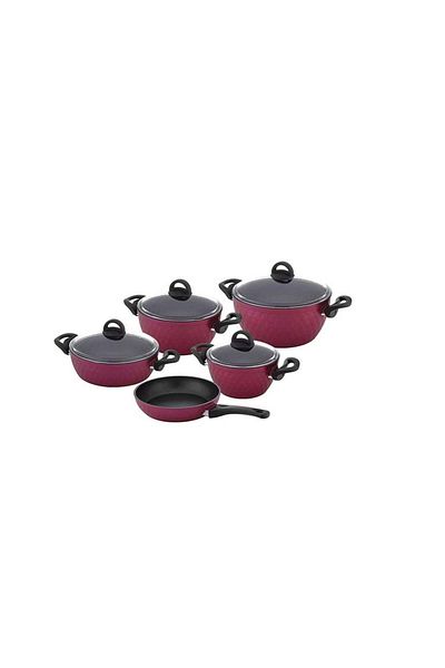 Vivaldi Vıvaldı Lidya Granite Cookware Set 9 Pieces Purple H025