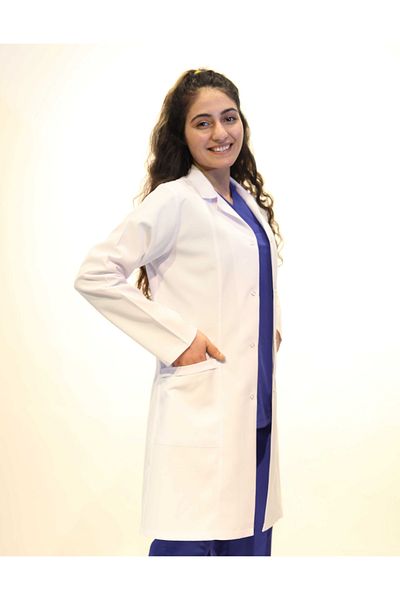 DENİZ İŞ Doctor Nurse Teacher Women's Long Length Shirt Collar White Apron