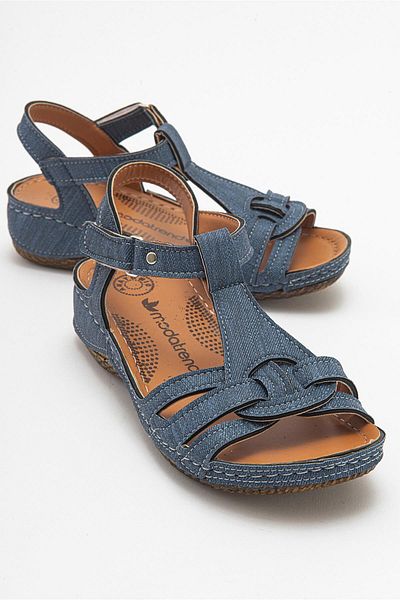 Ccway Women's Velcro Sandals Navy Denim