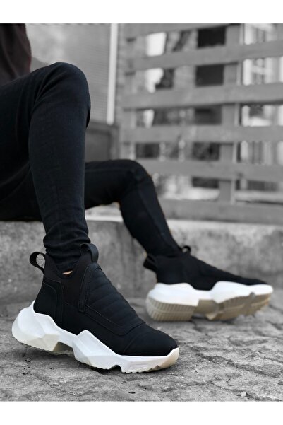 BOA BA0401 Bağcıksız Rahat Yüksek Taban Siyah Erkek Spor Yarım Bilek Bot