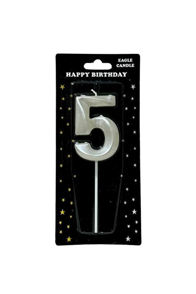 Eagle ALYA-BUTIK 15cm 5 Yaş Doğum Günü Büyük Rakam Sayılı Pasta Mumu Beyaz Renk