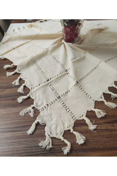 dh denizli hatırası Buldan Fabric Evil Eye Beaded 90X90 cm Tablecloth