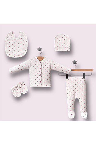 Bambinoo طقم بدلة أطفال على شكل قلب - 100% قطن، محاصر، مضلع، ومجموعة هدايا لل...