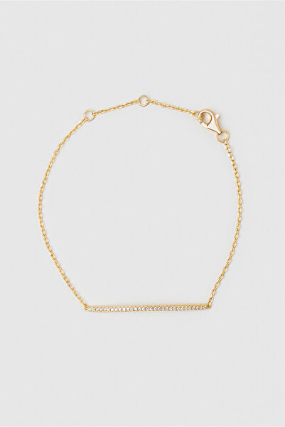 So CHIC... Minimal Zarafet 18 Ayar Sarı Altın Kaplama 20 Cm Gümüş Bileklik