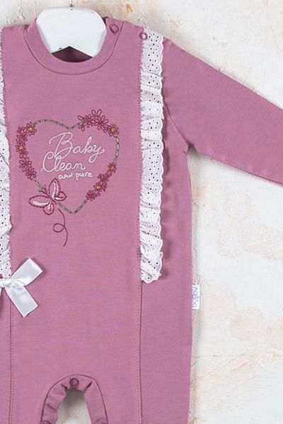 Babydonat Heart Embroidered 100% Cotton Baby Girl Jumpsuit - Love