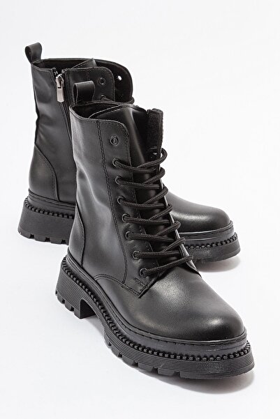 Ccway Kaydırmaz Taban Kadın Postal Bot SİYAH CİLT