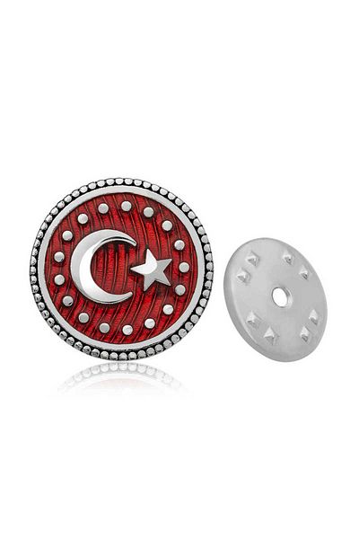 ECOME 925 Sterling Silver Moon Star Badge
