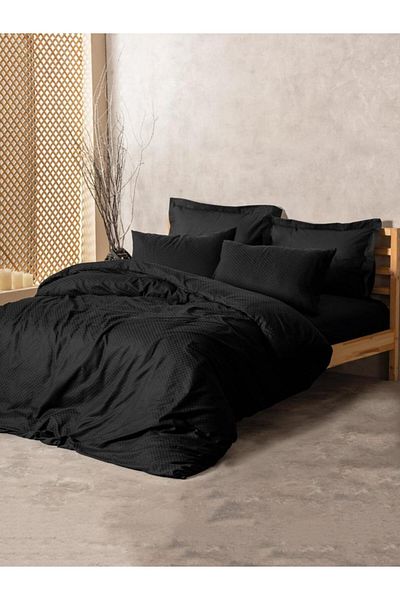 nuit dose Plaid Double Duvet Cover Set Black