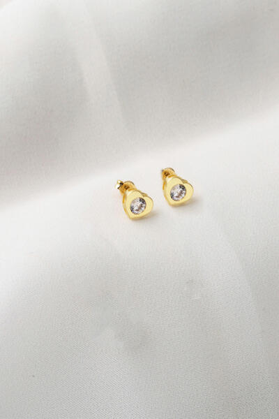 Bilezikci Kalpli 14 Ayar Tek Taş Klipsli Altın Küpe