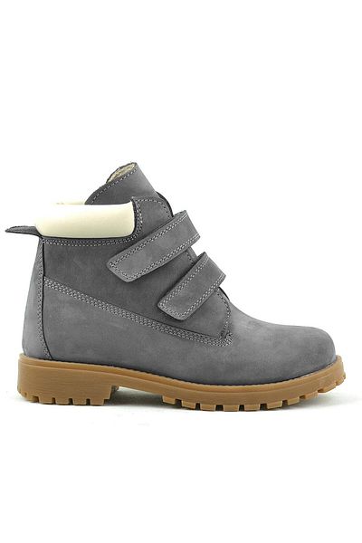 Rakerplus Cizme pentru copii Neson din piele naturală gri Velcro
