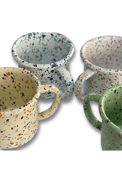 Bidoluraf Turquoise Enamel Mug - 350ml, All Splash Painted