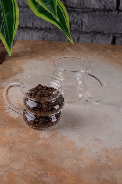 Karçiçeği Home كوب زجاجي معقود مكون من قطعتين، كوب