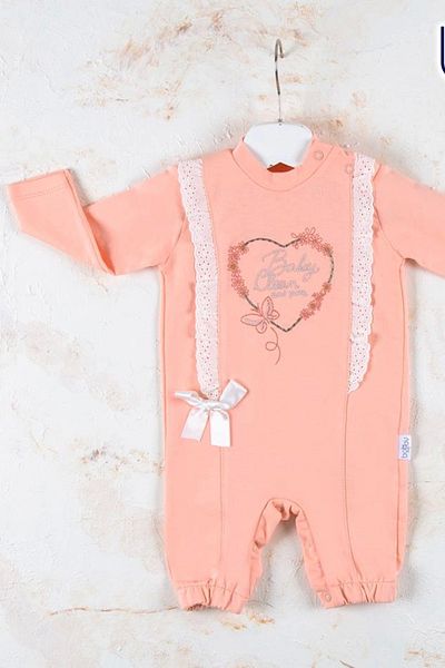 Babydonat Heart Embroidered 100% Cotton Baby Girl Jumpsuit - Love