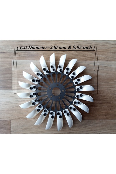 Store Pelton Türbin Çarkı ( Dış Çap = 230 mm & 9.05 inch ) Plastik Kaşıklı