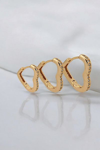 Çlk Accessories Premium 3-piece Heart Earring Set with Stone Detail