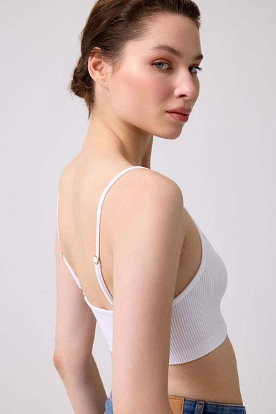 Cottonhill Premium - Women's White Seamless Rope Strap Crop Top Bustier