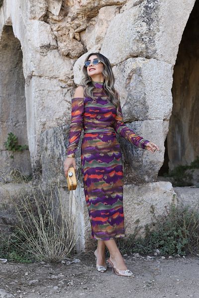 bytugcekaya Rochie din tul cu model fără umeri - mixtă