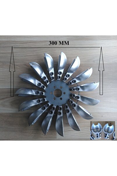 Store Pelton Türbin Çarkı ( Dış Çap = 300 mm & 11.82 inch ) Alüminyum Kaşıklı