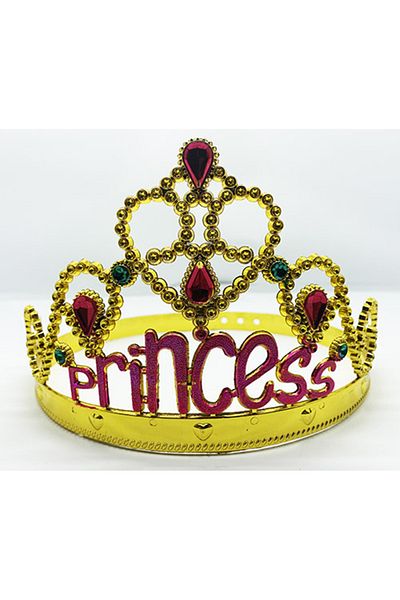 CEKAVE Princess Written Gold Color Adjustable Party Crown 60 cm