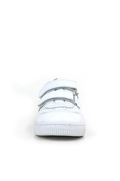 Rakerplus Genuine Leather White Pink Velcro Children's Sneakers