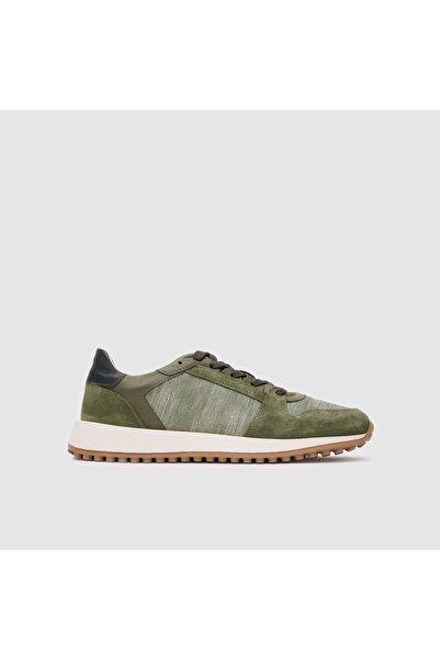 TOGO Yeşil Hakiki Deri & Kot Kumaş Kadın Sneaker Ayakkabı [060203]