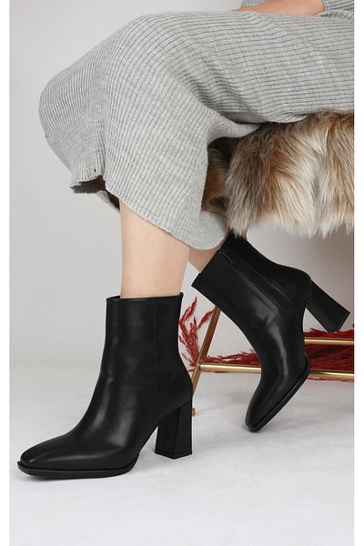PARİS Paris Black Heeled Boots - Κλασικό Σχήμα
