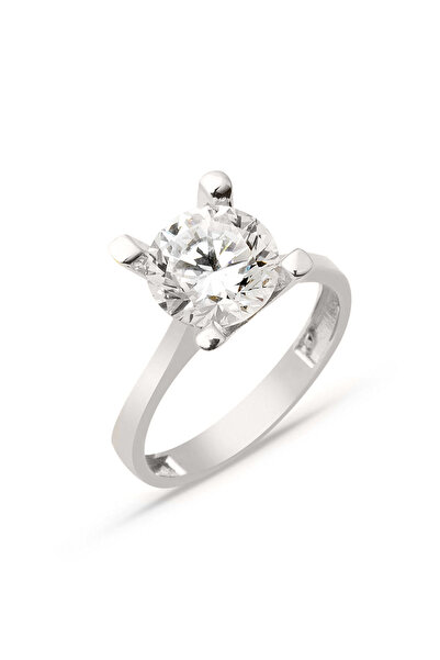 Bilezikci Büyük Tektaş 14 Ayar Beyaz Altın Yüzük