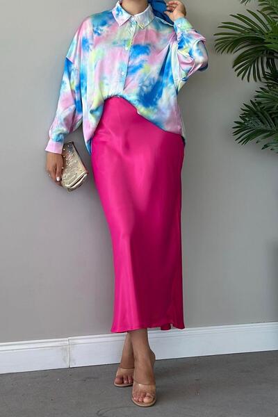 Hazamoda Fusta Zra din satin roz