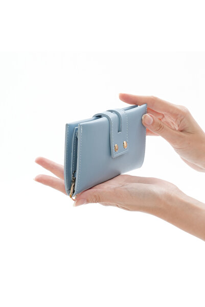 Ayleen Ayz Kadın Deri Cüzdan Yumuşak Derili Çift Patlı Kapama Kemerli Telefon Bölmeli