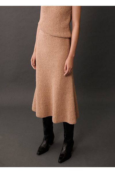 MANGO Woman A-line Cut Ribbed Skirt