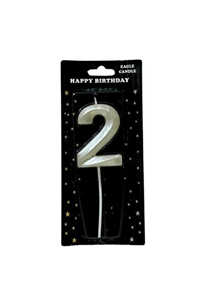 Eagle ALYA-BUTIK 15cm 2 Yaş Doğum Günü Büyük Rakam Sayılı Pasta Mumu Beyaz Renk
