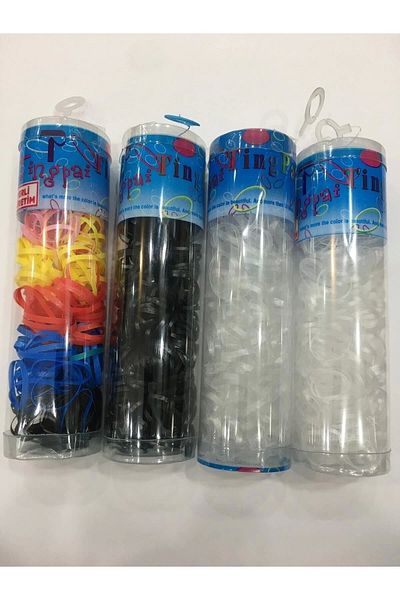 İNCİ AKSESUAR Transparent Knit Rubber Buckle Large Box 4 Pieces 2 Thin - 2 Thick