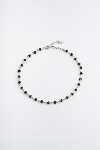 So CHIC... Oniks Işıltısı 18 Ayar Beyaz Altın Kaplama 25 Cm  Gümüş Hal Hal