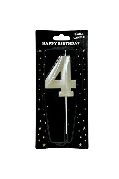 Eagle ALYA-BUTIK 15cm 4 Yaş Doğum Günü Büyük Rakam Sayılı Pasta Mumu Beyaz Renk