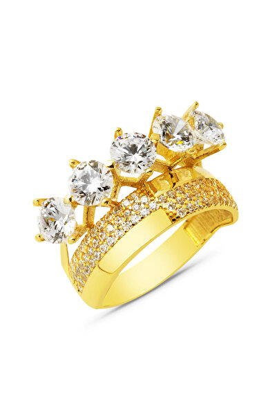 Bilezikci Tasarım Alyanslı Beştaş 14 Ayar Altın Yüzük