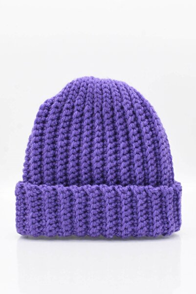 Külah Beretă mov tricotată manual pentru femei