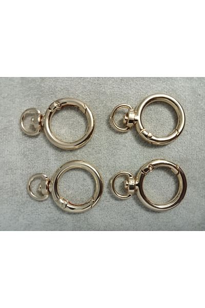 hobi duragı 4 Pieces 2 cm Spring Loaded Gold Metal Bag Ring