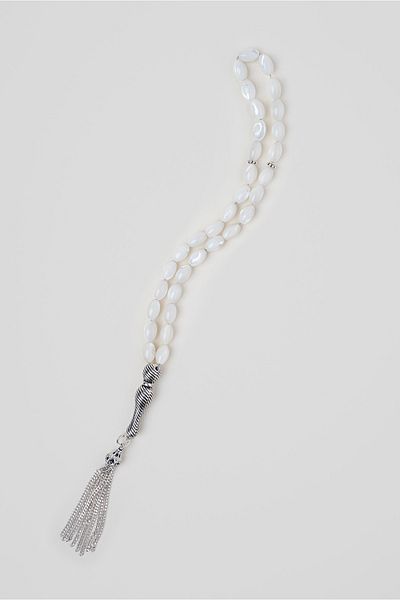 So CHIC... Barley Cut Natural Mother of Pearl Stone Silver 25 cm Rosary