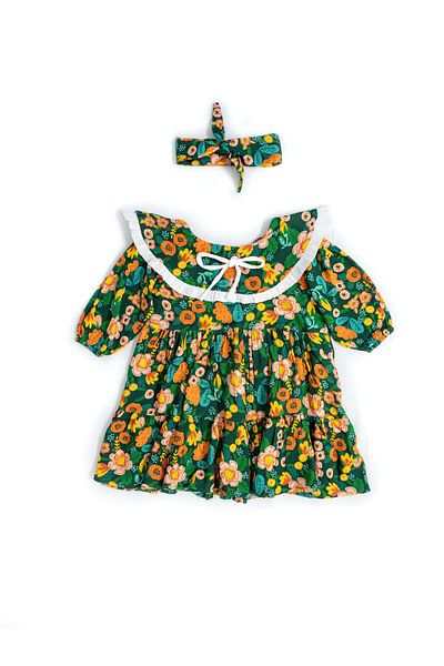 rg kidsstore Rochie cu guler pentru fete cu volane cu imprimeu floral