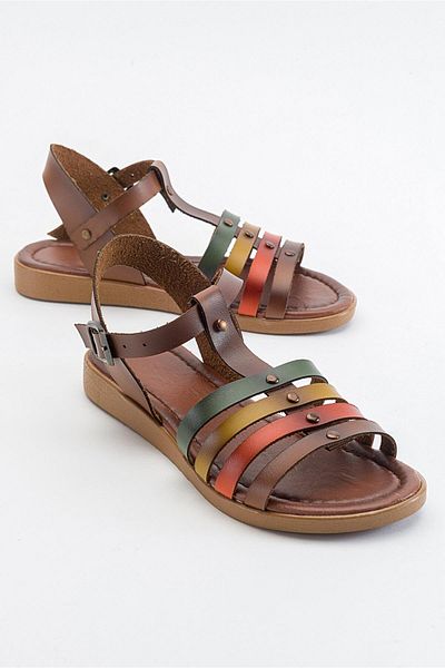 Ccway 4-Piece Women's Sandals Tan Garni