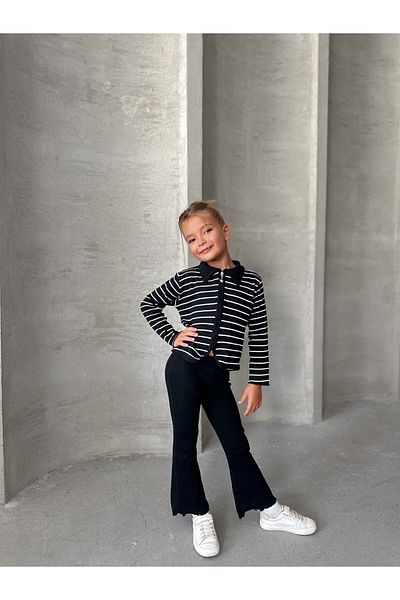 le petit sole Girl's Collared Zippered Top and Bottom Set