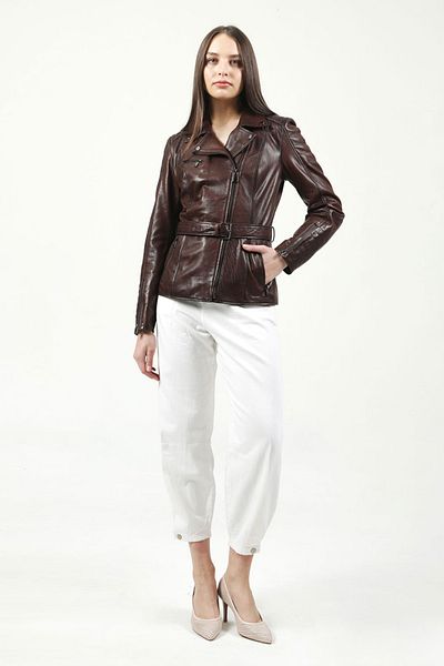 Dericlub Santa Women's Belted Real Leather Sports Coat Hazelnut