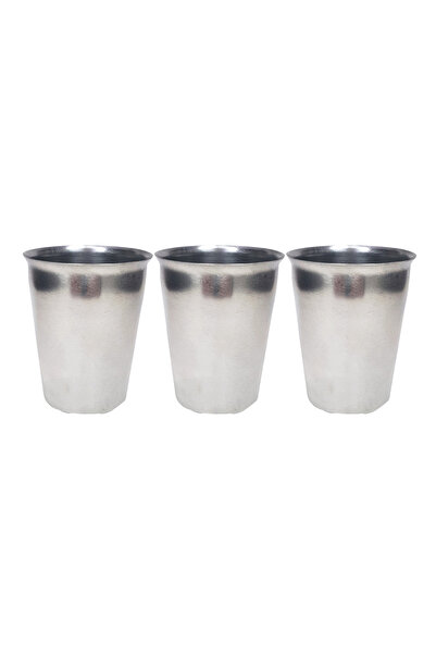 Marsilyan 3 Pieces Stainless Steel Chrome Cup 9 x 7.5 x 5.5cm