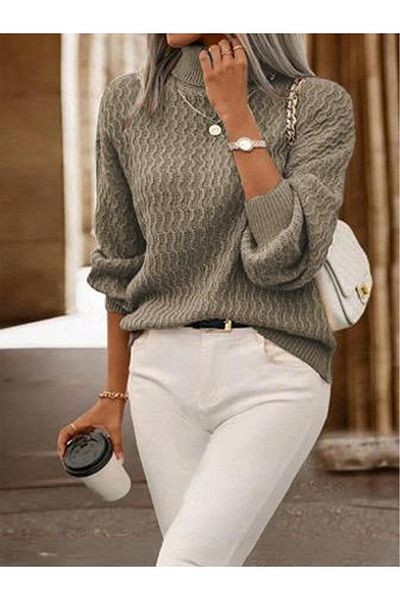 Bracha Pulover de tricotaj cu model jacquard cu gât complet